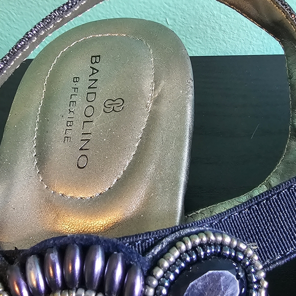 Bandolino Navy Blue Shimmery Jewel Embellishment Strappy Sandals Size 7.5 - Picture 6 of 9